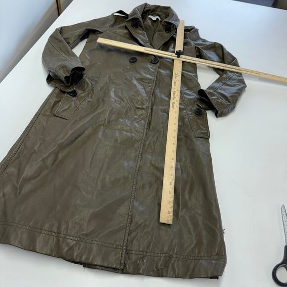 Marissa Webb‎ Coat Womens 0 Green Faux Leather Trench Jacket - Picture 10 of 14
